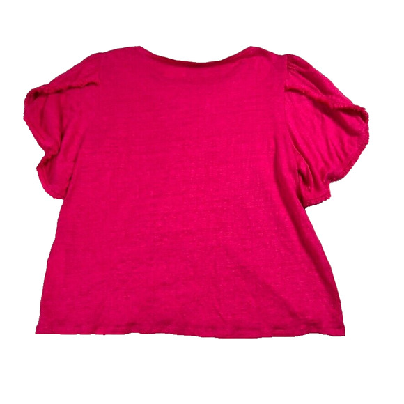 Chicos Tee Womens 3 US XL Pink Linen Knit Top Short Sleeve Pullover Embroidery - Picture 3 of 10